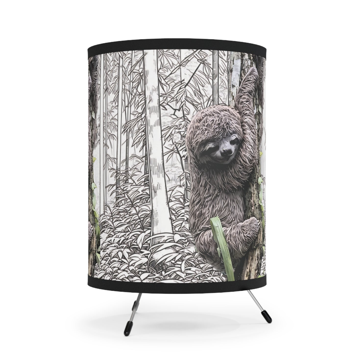 Adorable Baby Sloth Tripod Lamp – Custom High-Res Printed Shade, US/CA Plug