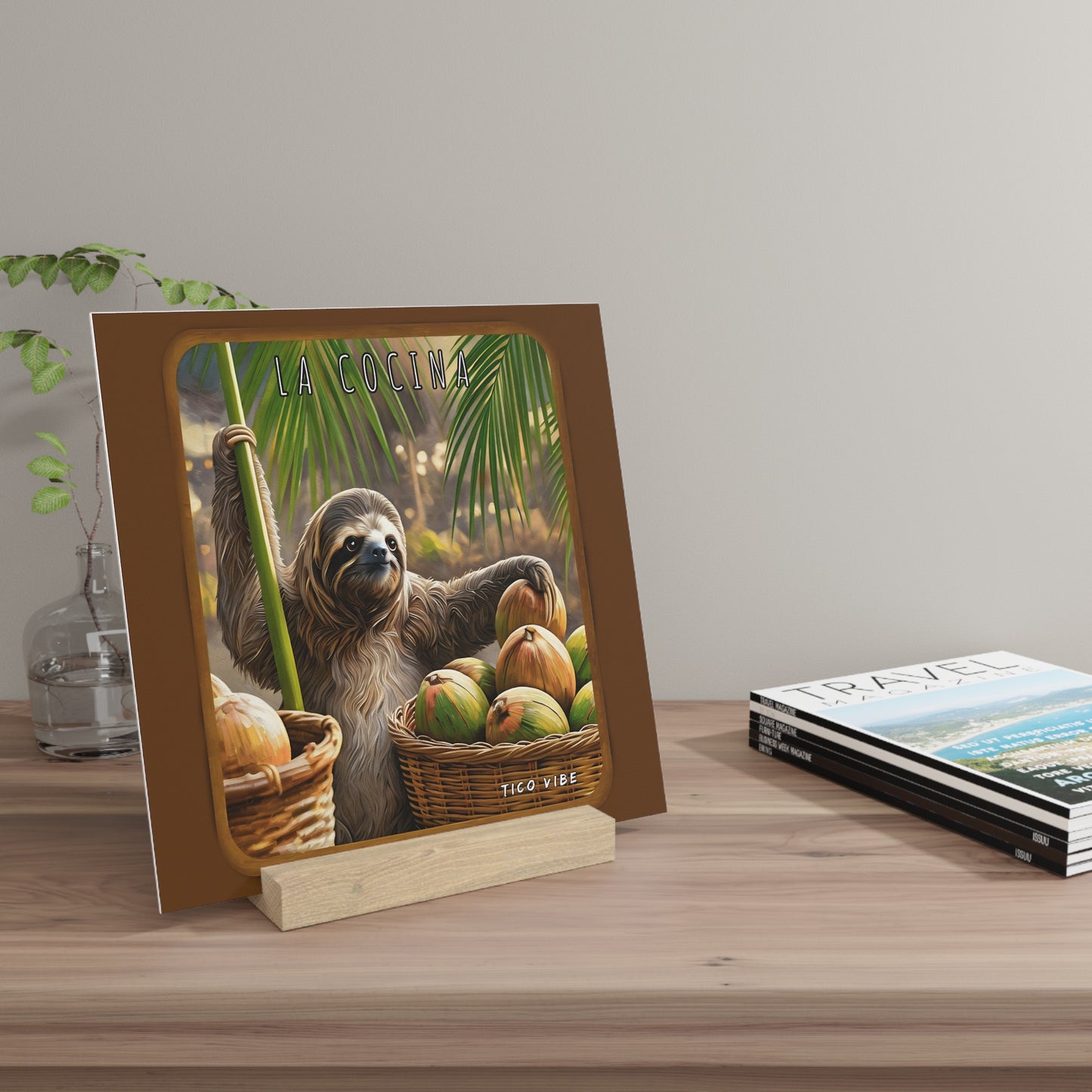 "Sloth in La Cocina" Gallery Board with Stand