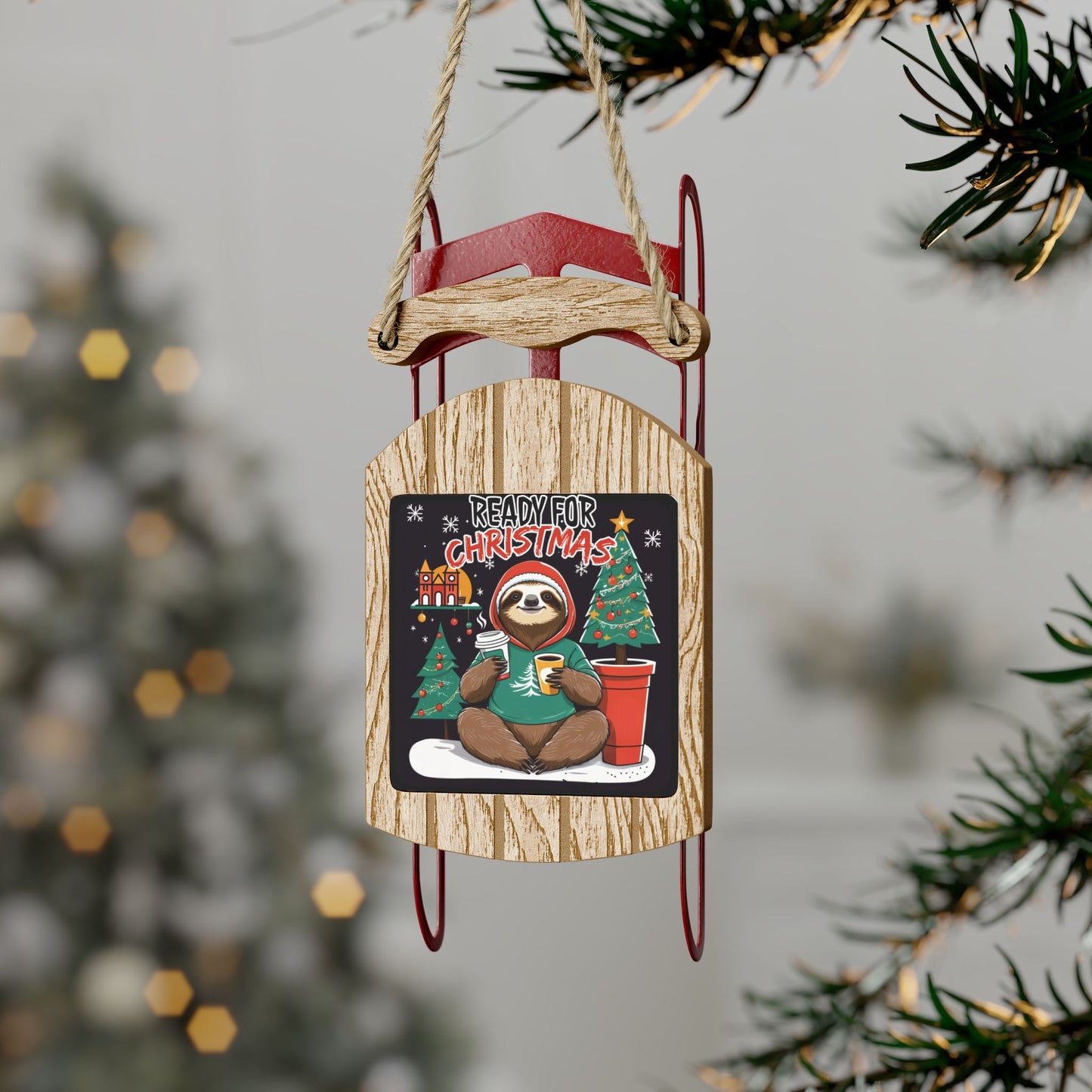 "Ready for Christmas" Sled Ornaments