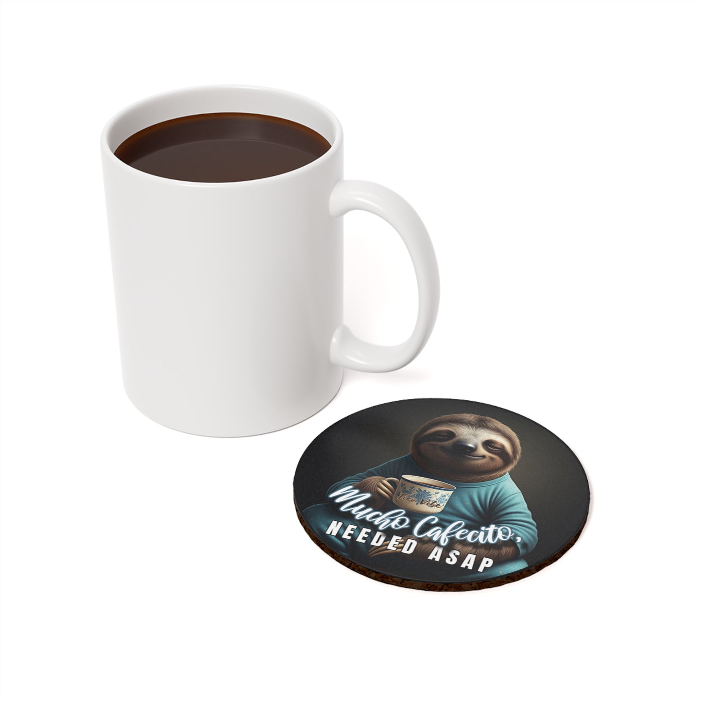 "Mucho cafecito needed ASAP" Cork Back Coaster