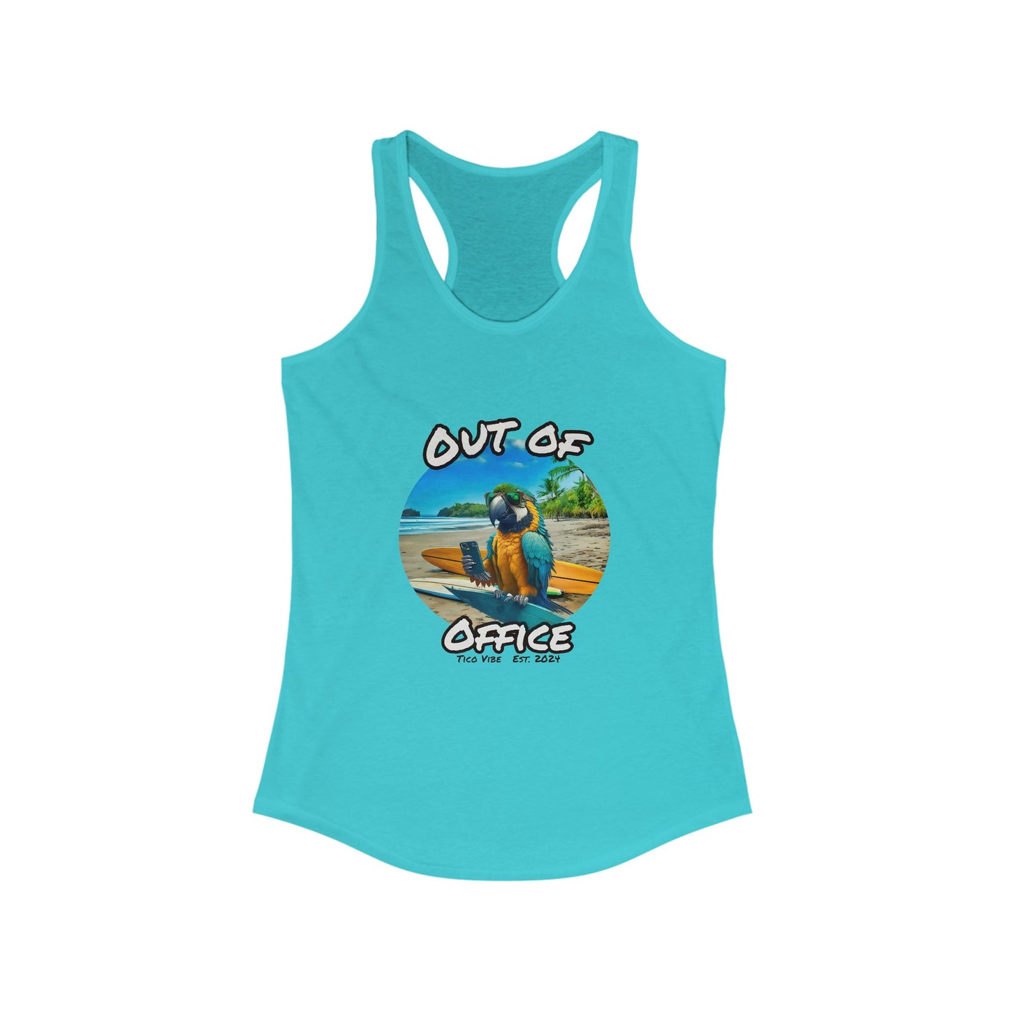 "Out of office" Women's Ideal Racerback Tank