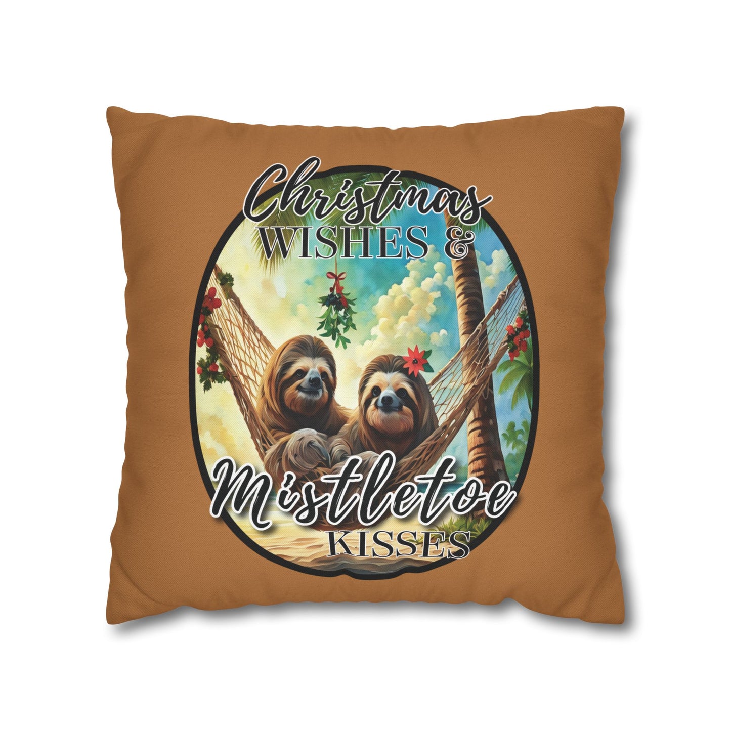 "Mistletoe Kisses" Spun Polyester Square Pillowcase