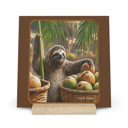 "Sloth in La Cocina" Gallery Board with Stand