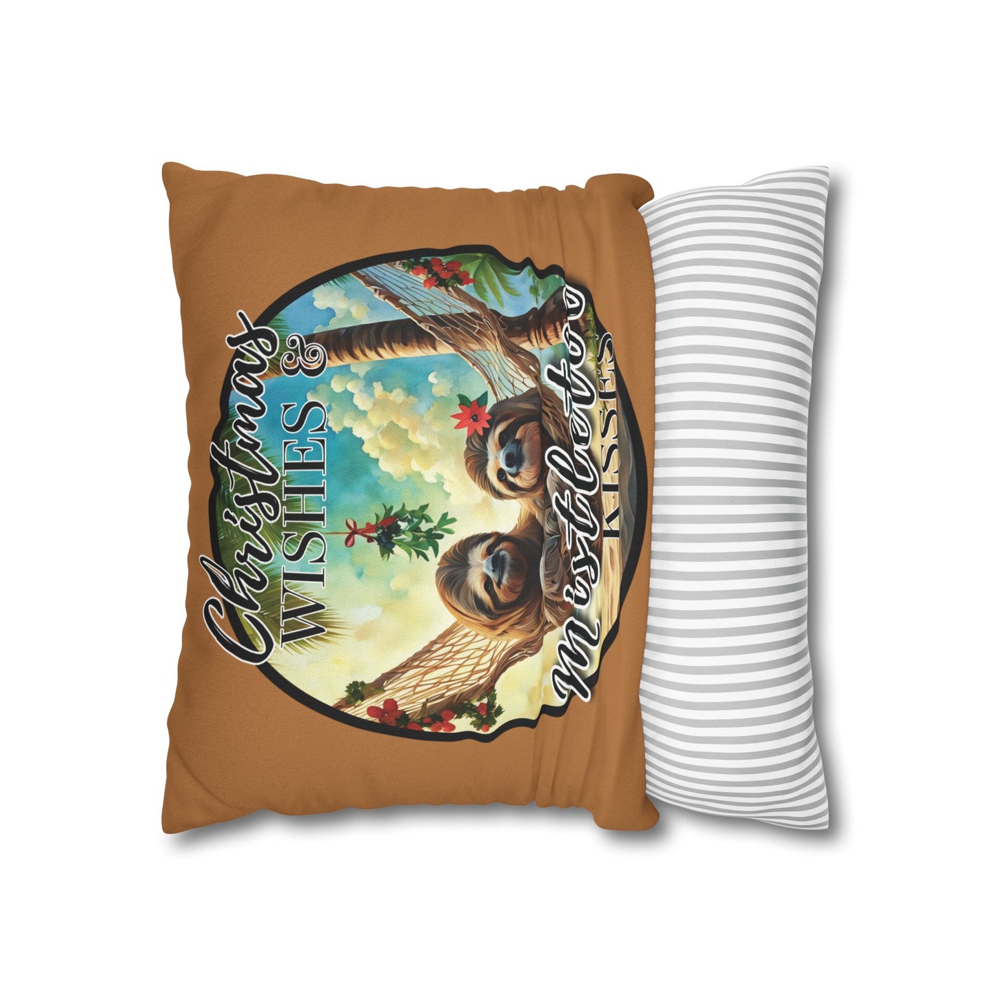 "Mistletoe Kisses" Spun Polyester Square Pillowcase