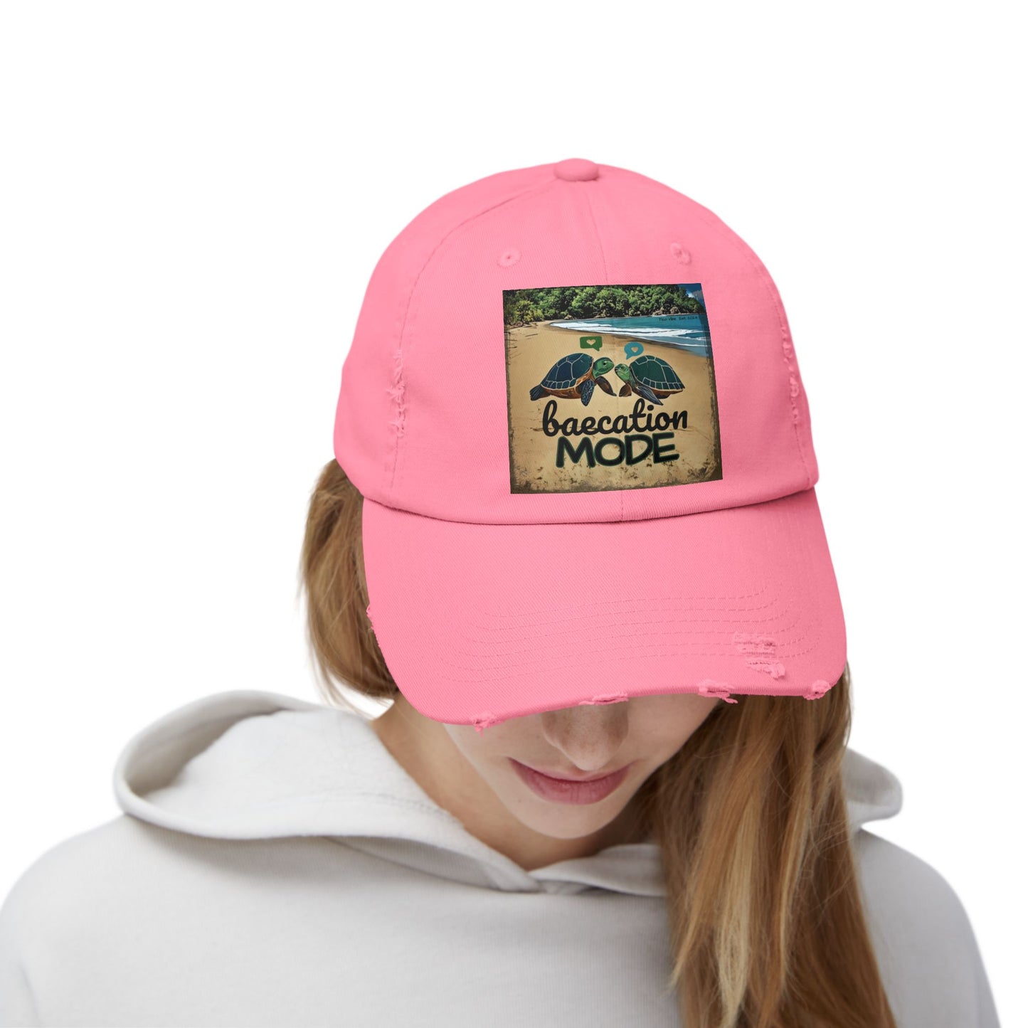 "Baecation Mode" Unisex Distressed Cap