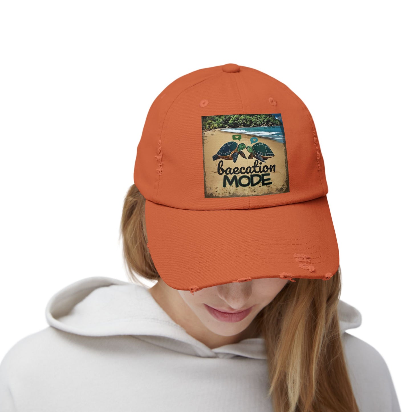 "Baecation Mode" Unisex Distressed Cap