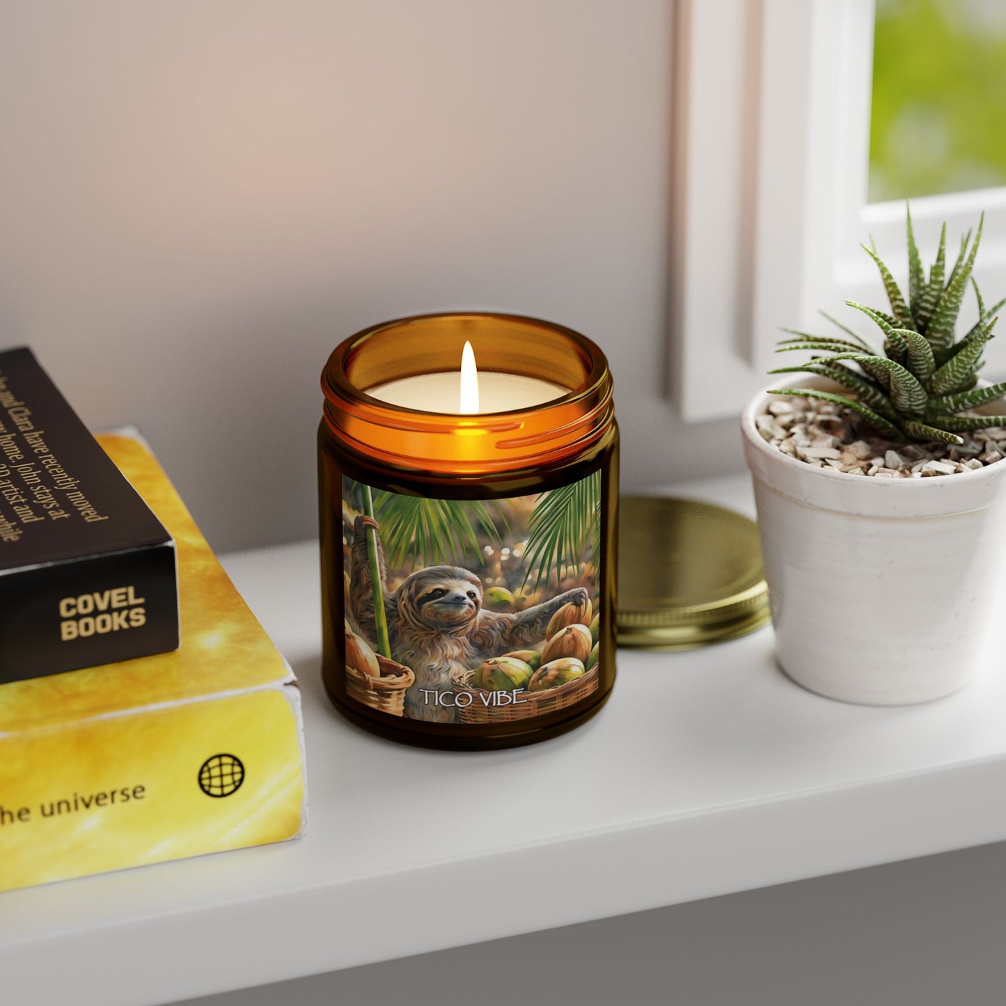 Coco Sloth Relaxing Scented Candles – Coconut Apricot Wax (4oz & 9oz)