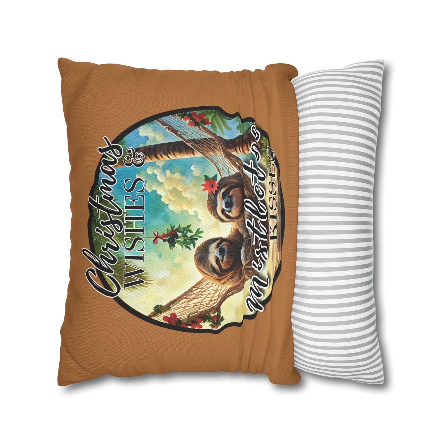 "Mistletoe Kisses" Spun Polyester Square Pillowcase