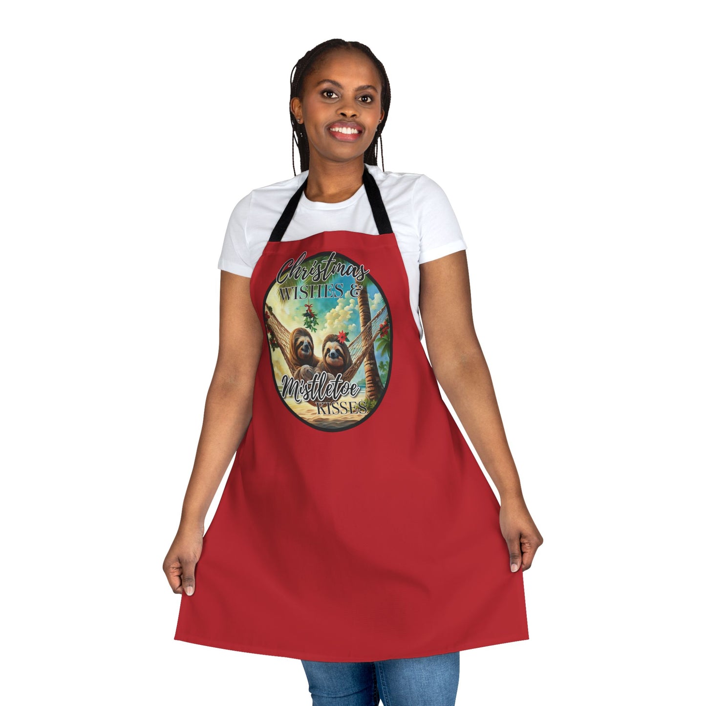 "Mistletoe Kisses" Apron, 5-Color Straps (AOP)