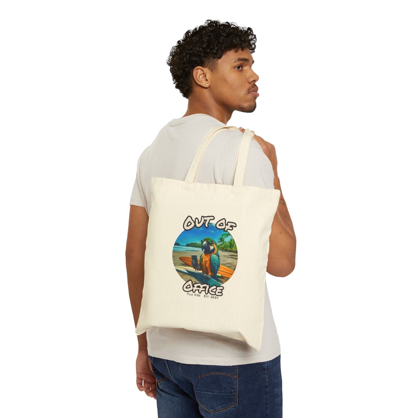 "Out of office" Cotton Canvas Tote Bag