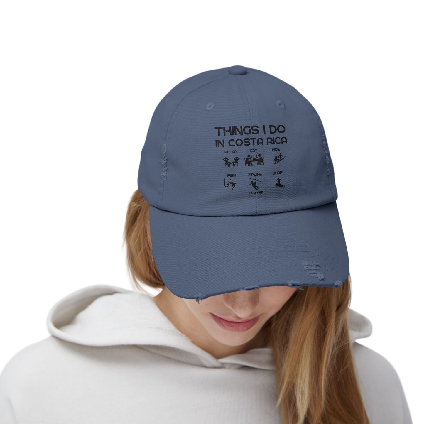 "Things I Do In Costa Rica" Unisex Distressed Cap