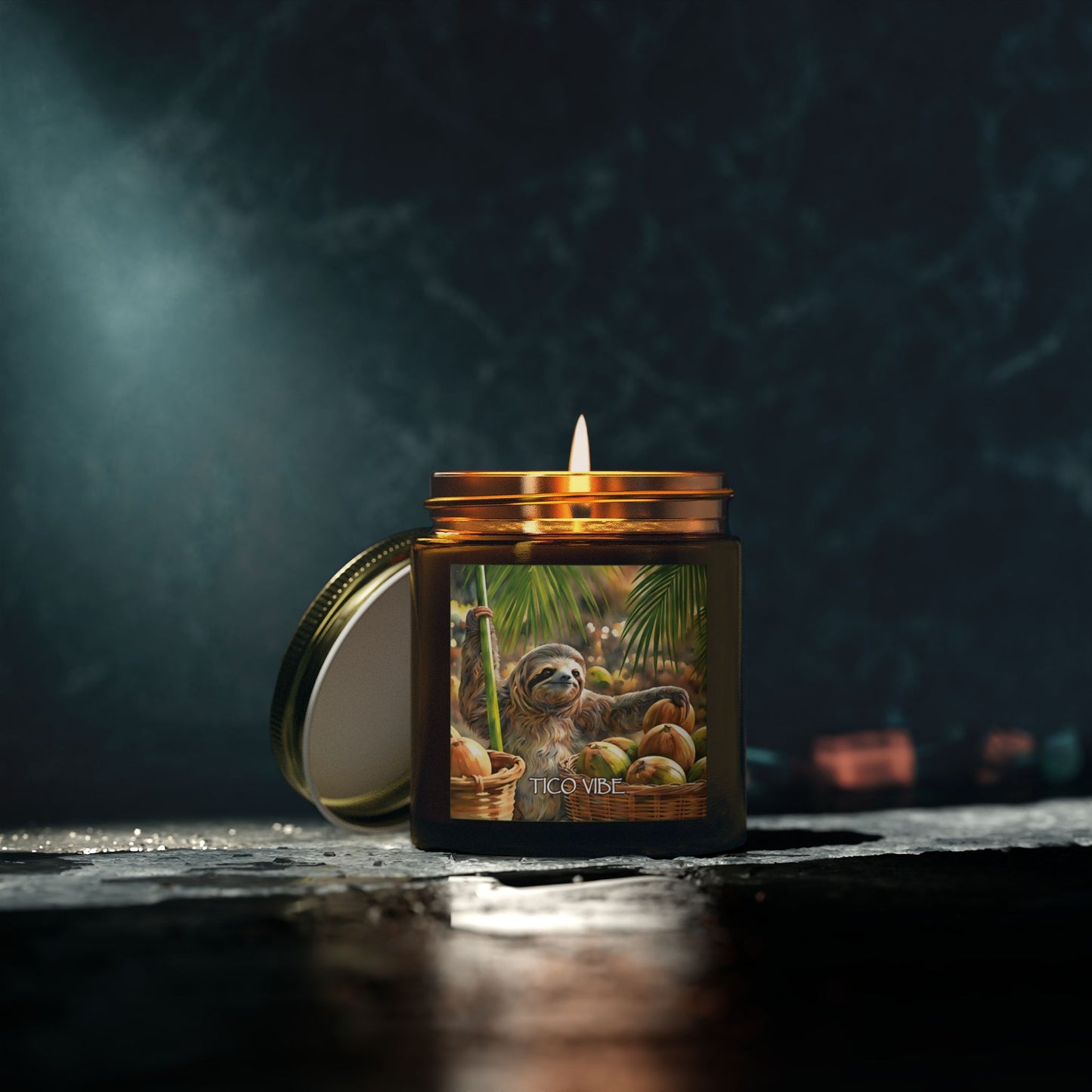 Coco Sloth Relaxing Scented Candles – Coconut Apricot Wax (4oz & 9oz)
