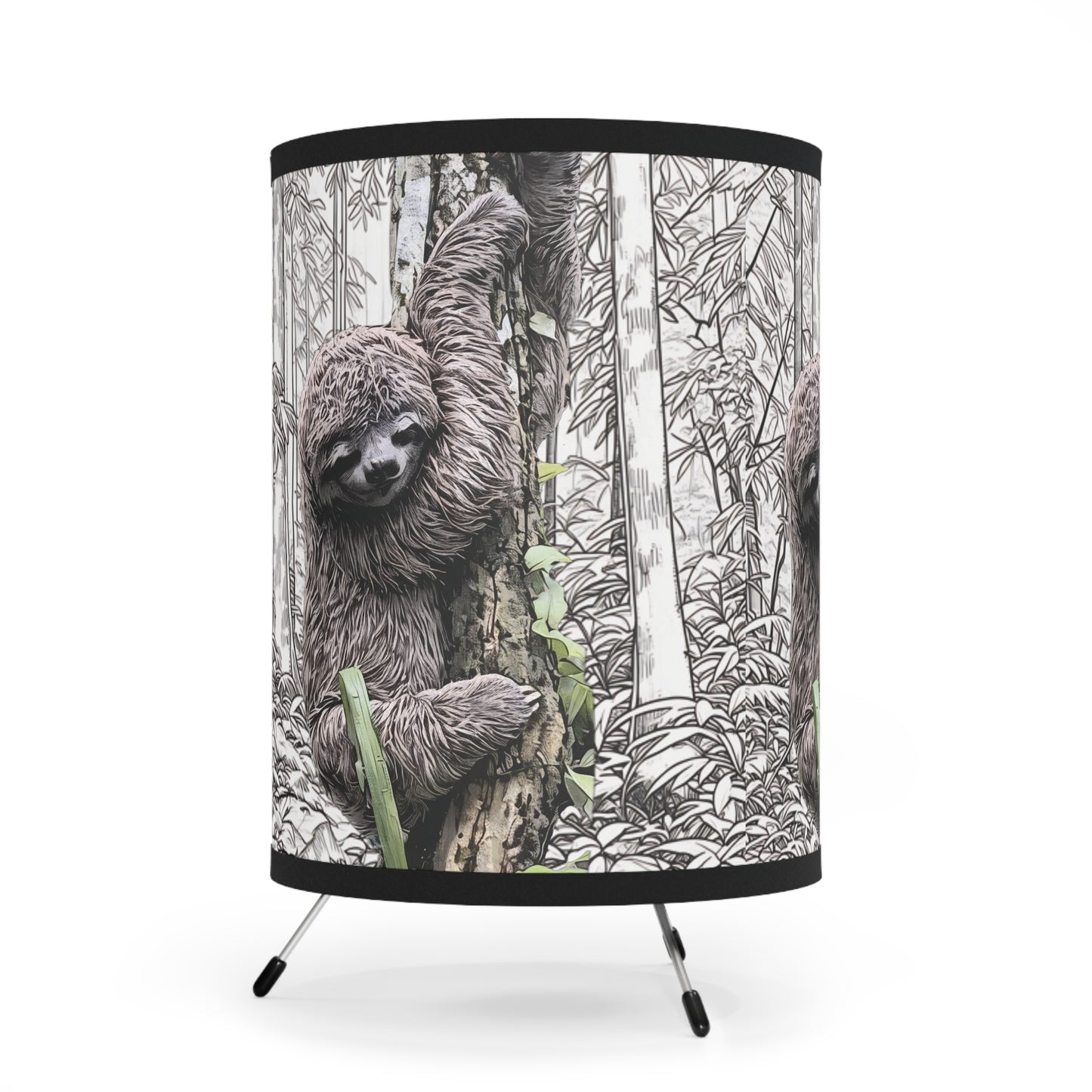 Adorable Baby Sloth Tripod Lamp – Custom High-Res Printed Shade, US/CA Plug