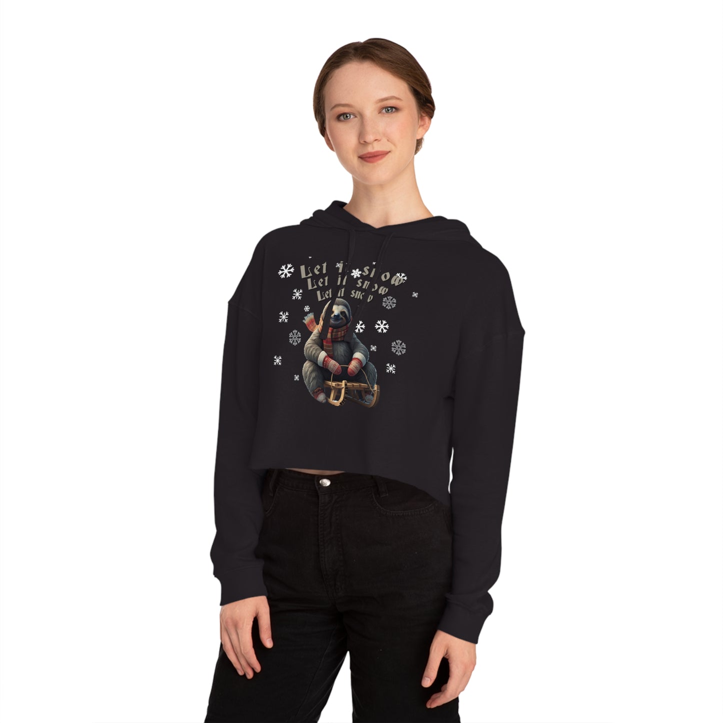 Cozy Sloth Winter Dreams Cropped Hoodie