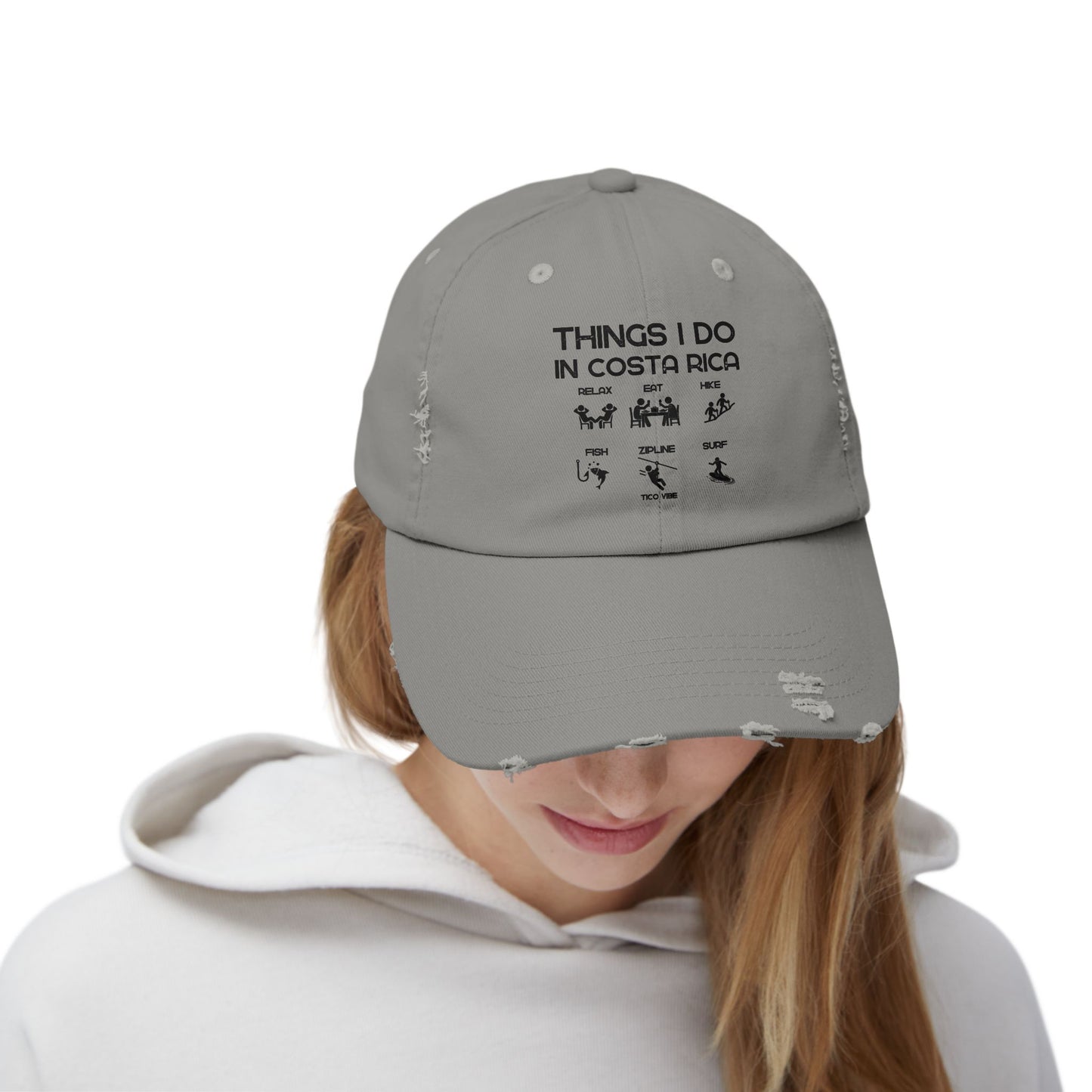 "Things I Do In Costa Rica" Unisex Distressed Cap