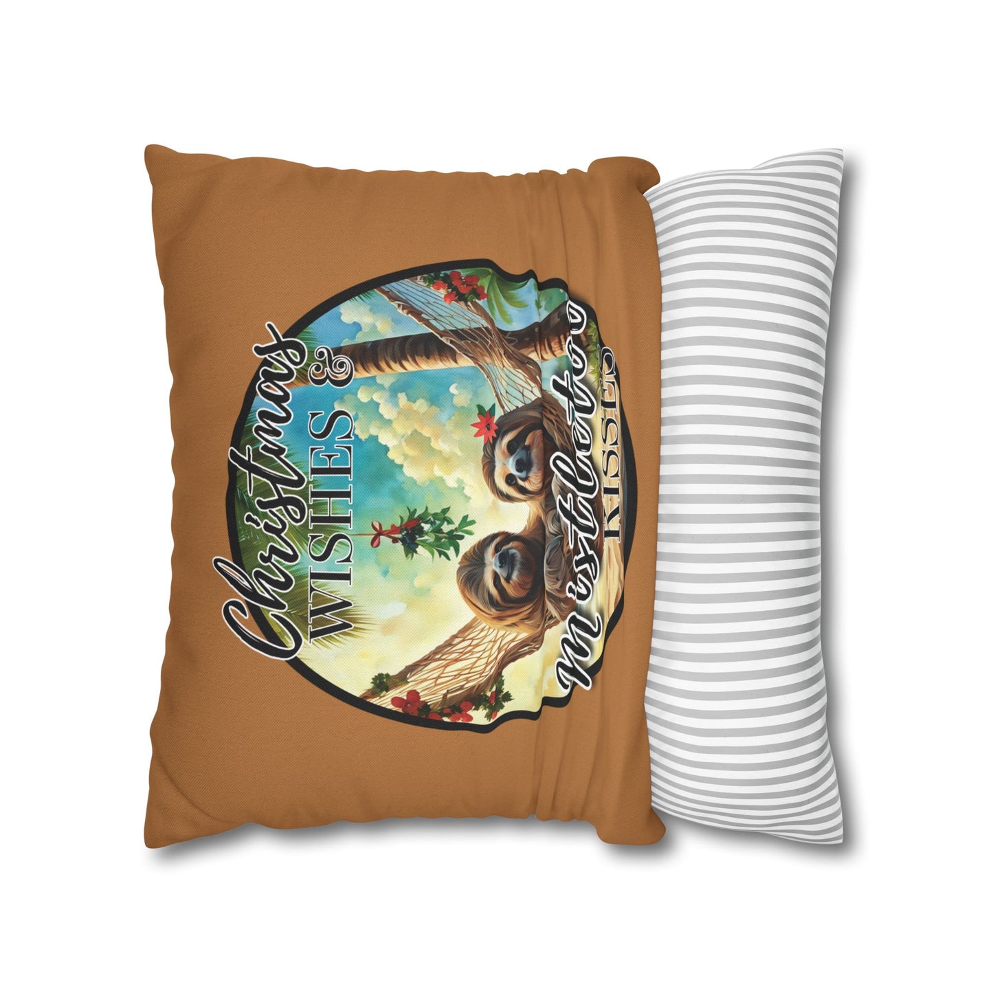 "Mistletoe Kisses" Spun Polyester Square Pillowcase