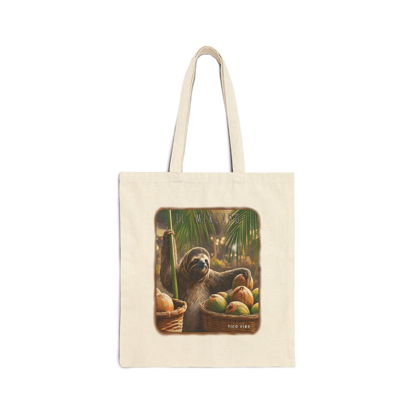 "Sloth El Mercado" Cotton Canvas Tote Bag