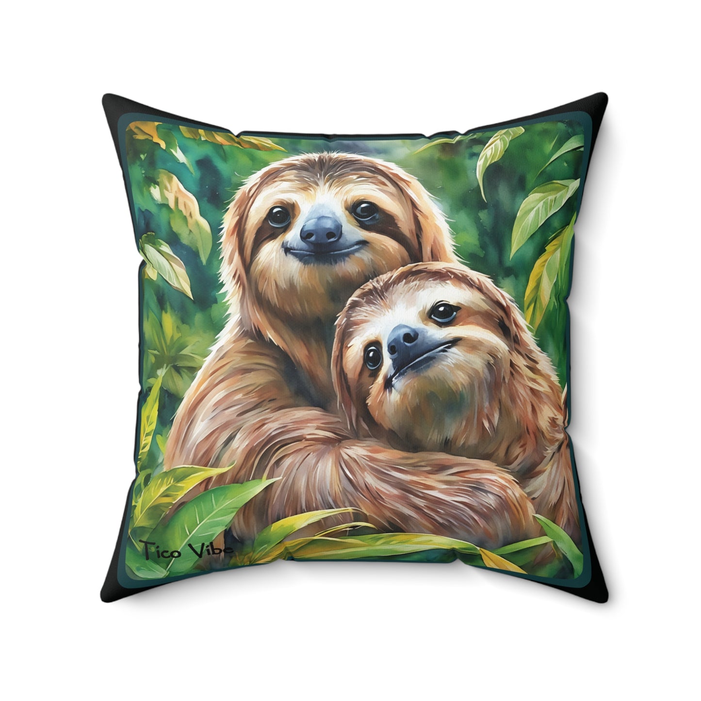 "Sloth Love: A Hug for Two" Spun Polyester Square Pillow