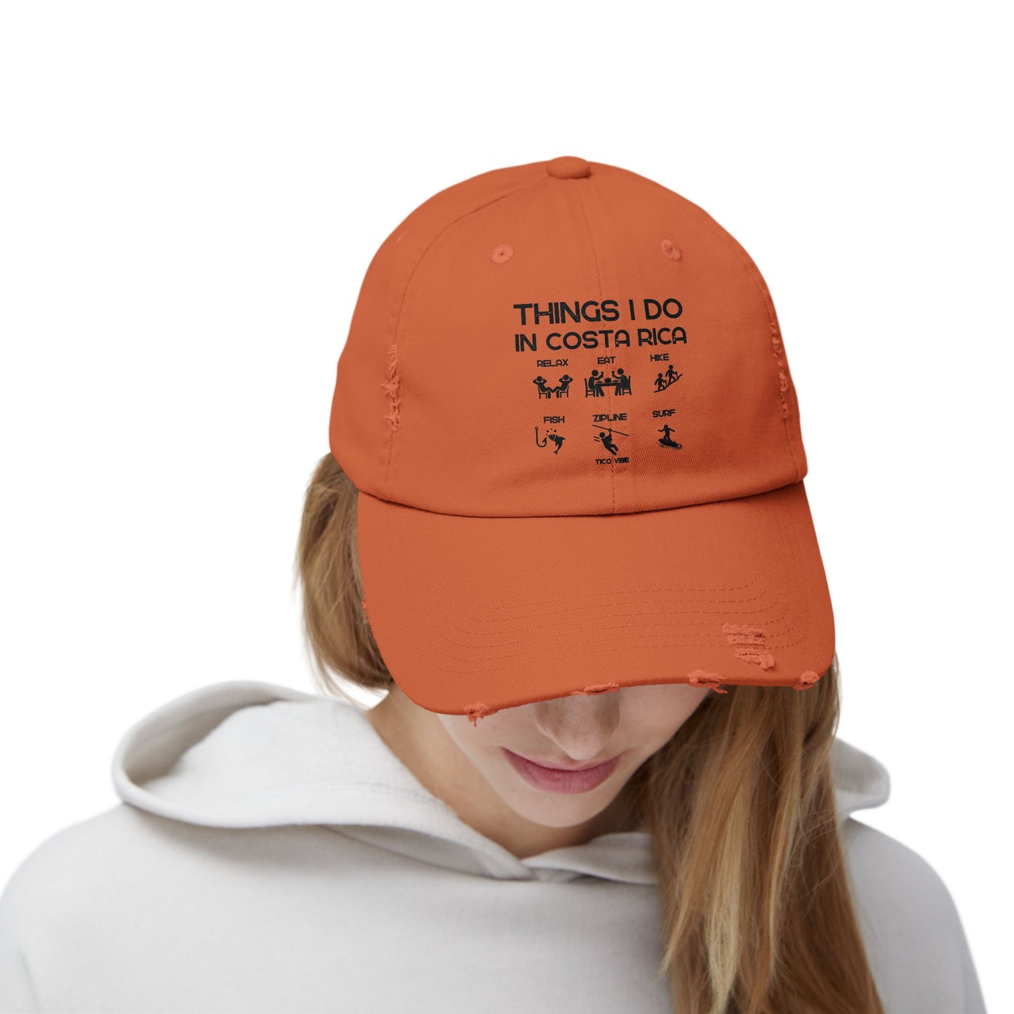 "Things I Do In Costa Rica" Unisex Distressed Cap