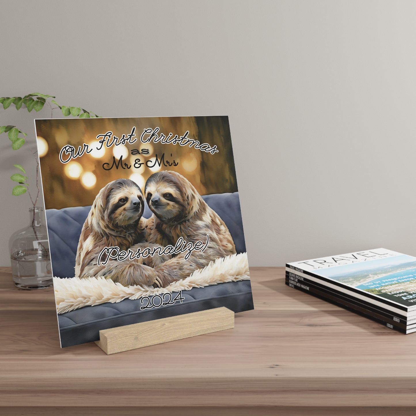 Our First Christmas Together as Personalized Gallery Board with Stand