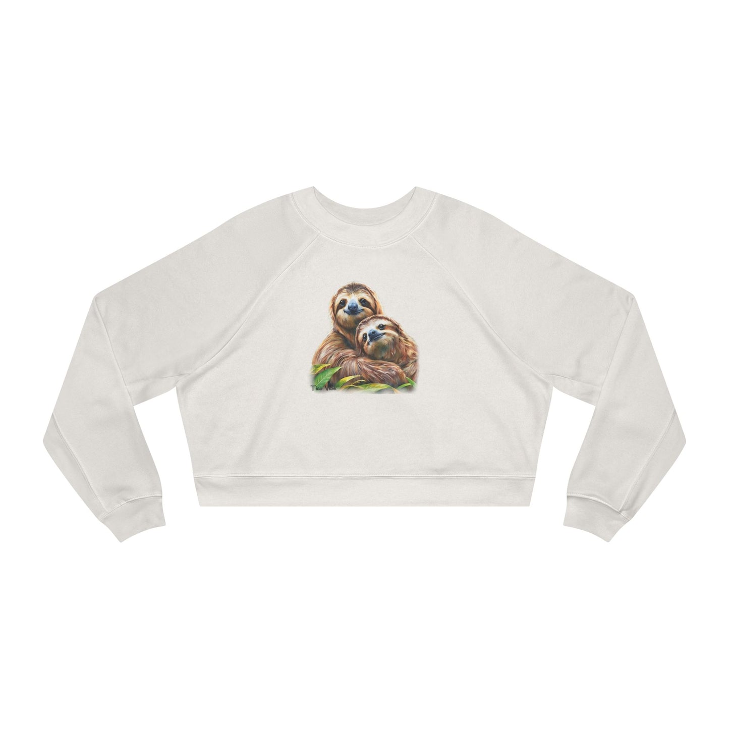 "Sloth Love: A Hug for Two" Women's Cropped Fleece Pullover