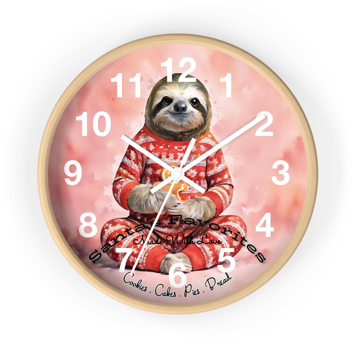 "Gingerbread Christmas Sloth" Wall Clock