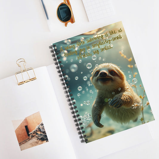 Spiral Notebook - Joyful Baby Sloth Ruled Line