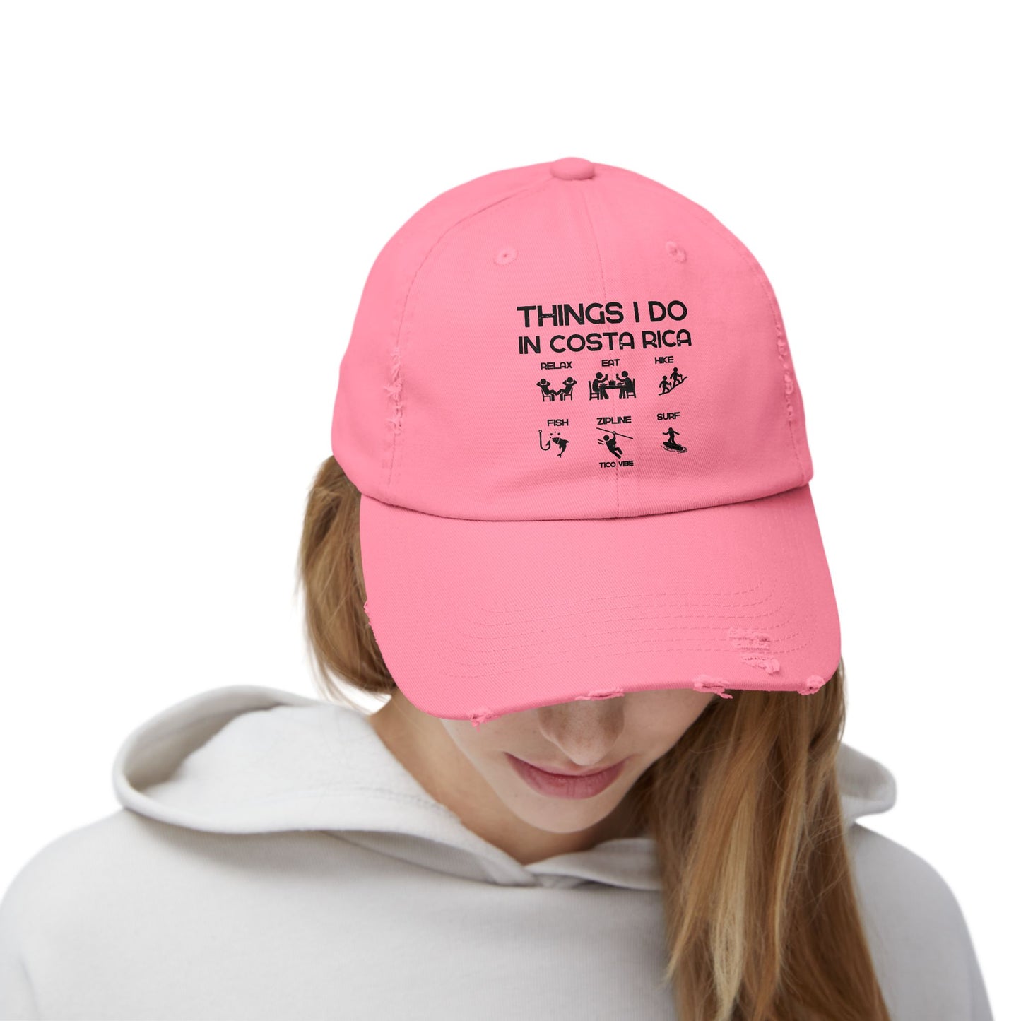 "Things I Do In Costa Rica" Unisex Distressed Cap