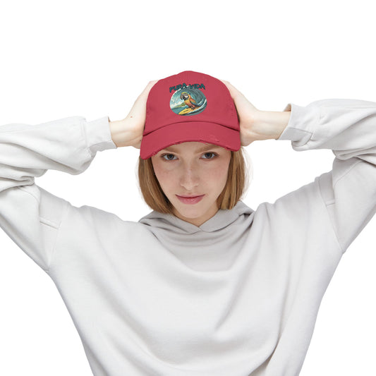 Surfing Macaw Distressed Unisex Cap