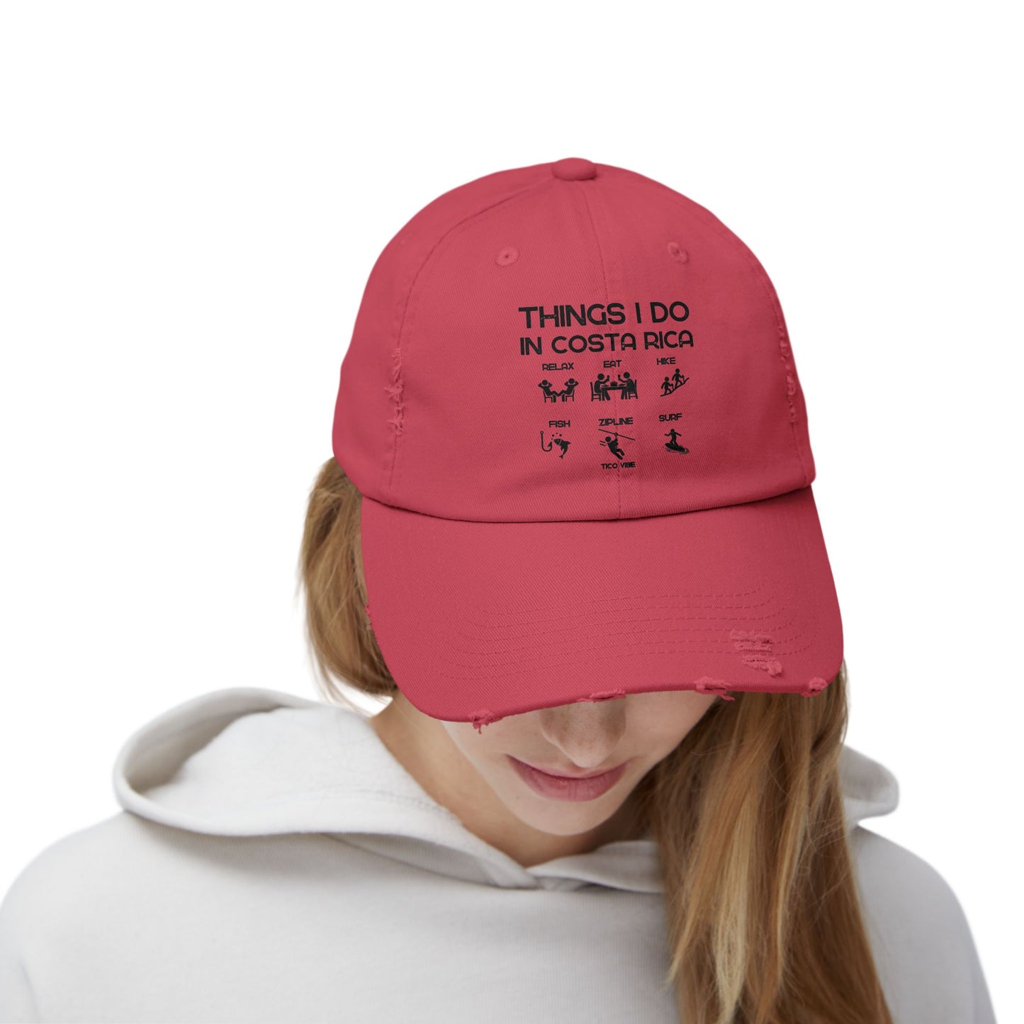 "Things I Do In Costa Rica" Unisex Distressed Cap