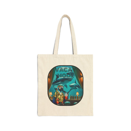 "Vacay Mode" Cotton Canvas Tote Bag