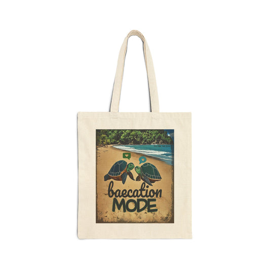 "Baecation Mode" Cotton Canvas Tote Bag