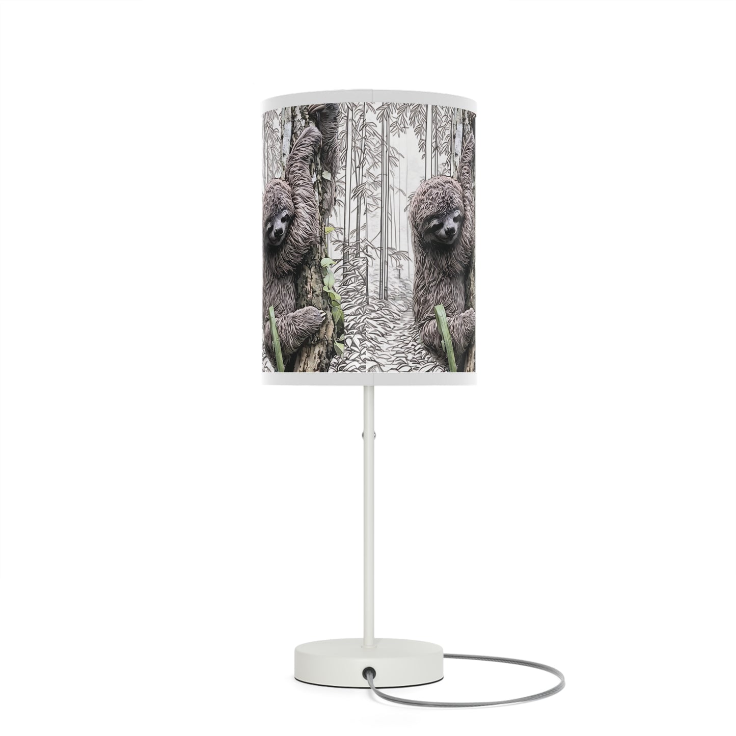 Adorable Baby Sloth Table Lamp | Modern Steel Base | 10 Trim Color Options