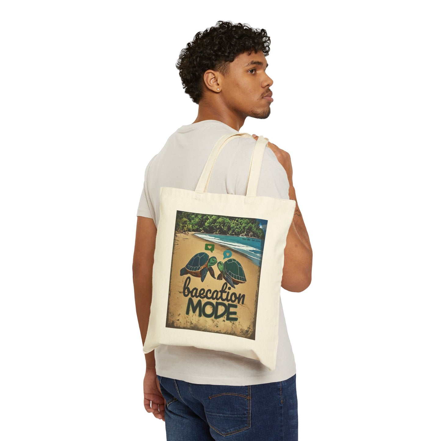 "Baecation Mode" Cotton Canvas Tote Bag