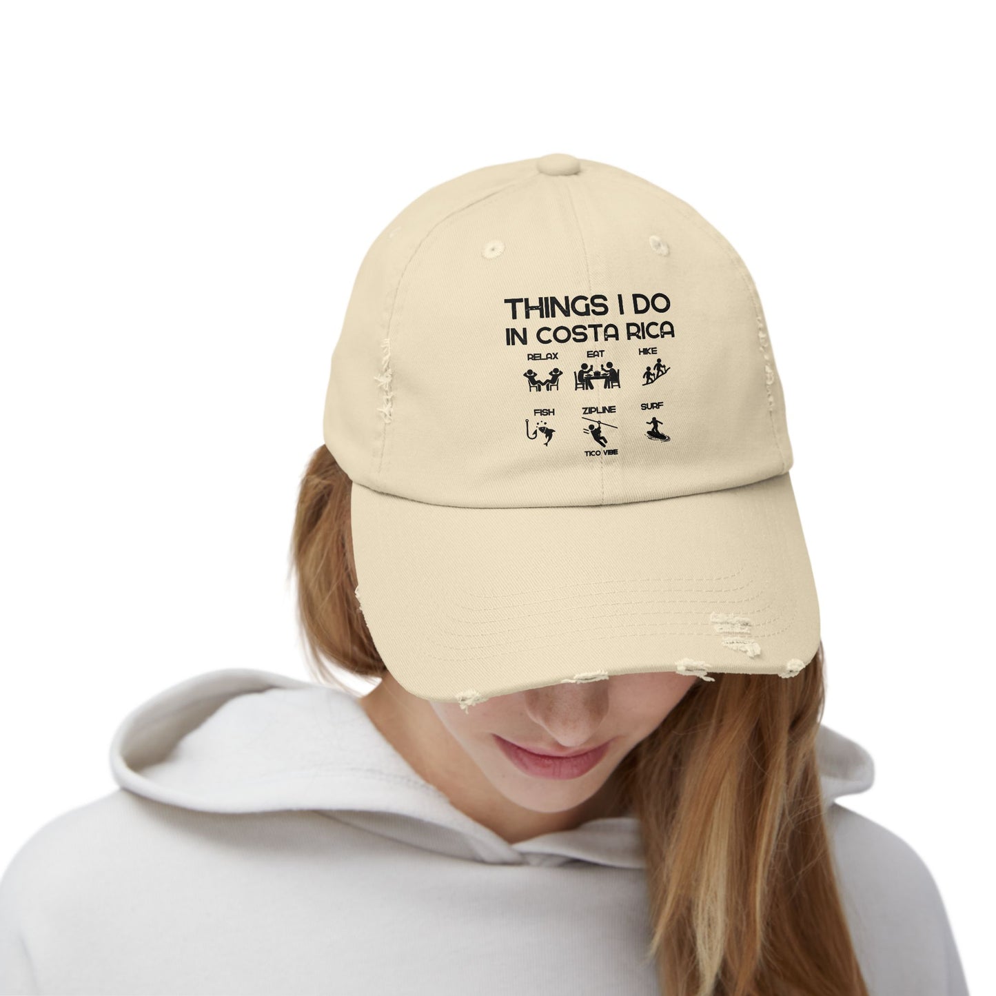 "Things I Do In Costa Rica" Unisex Distressed Cap