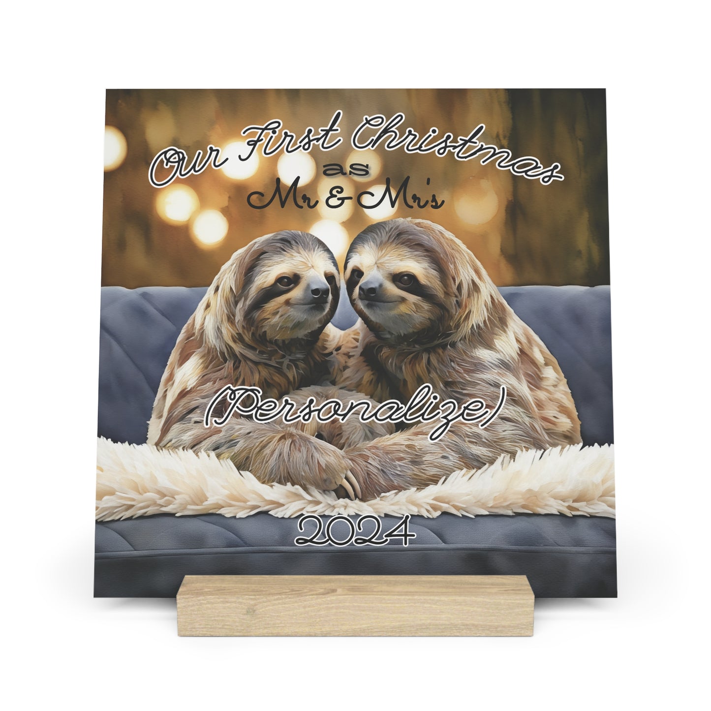 Our First Christmas Together as Personalized Gallery Board with Stand