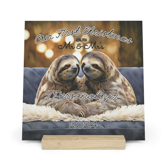 Our First Christmas Together as Personalized Gallery Board with Stand
