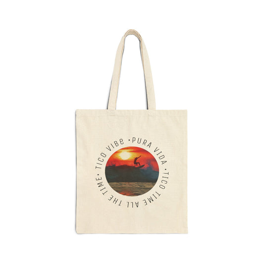 "Surfer in waves" Cotton Canvas Tote Bag