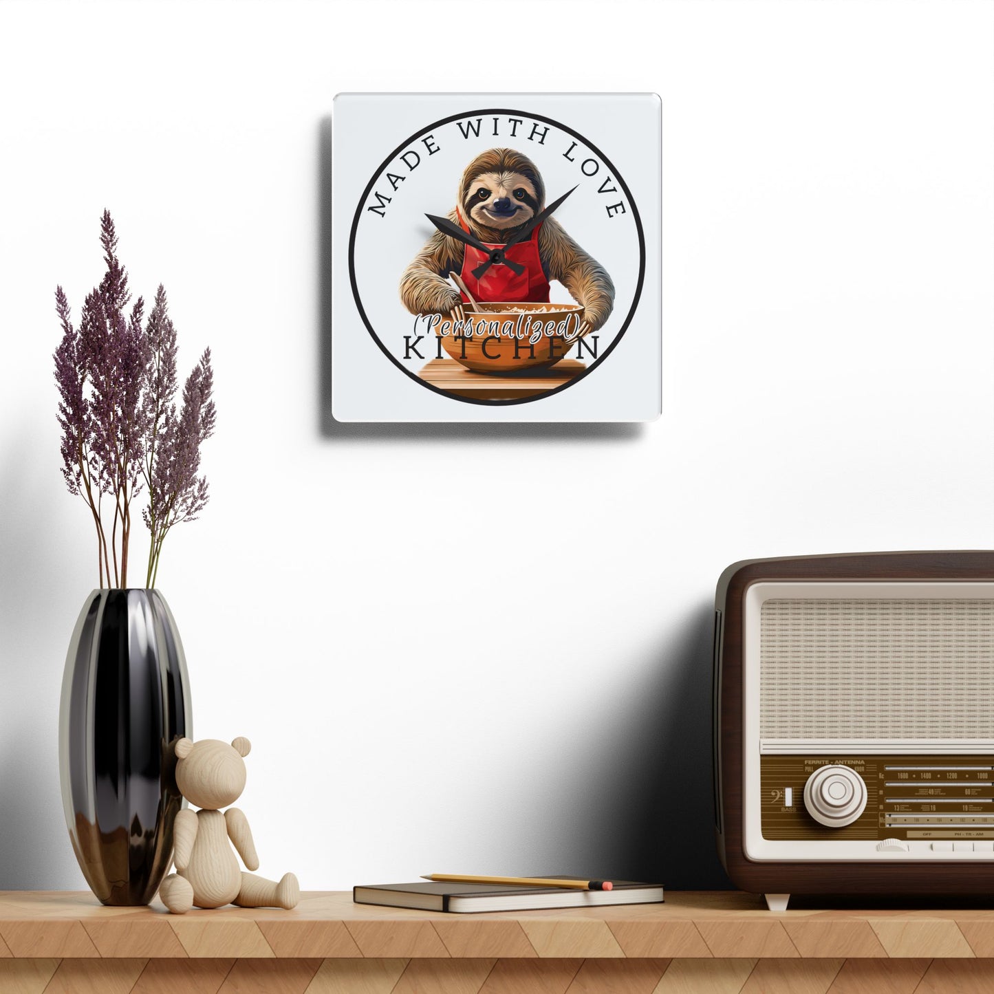 Made with Love Sloth – Personalized Acrylic Wall Clock
