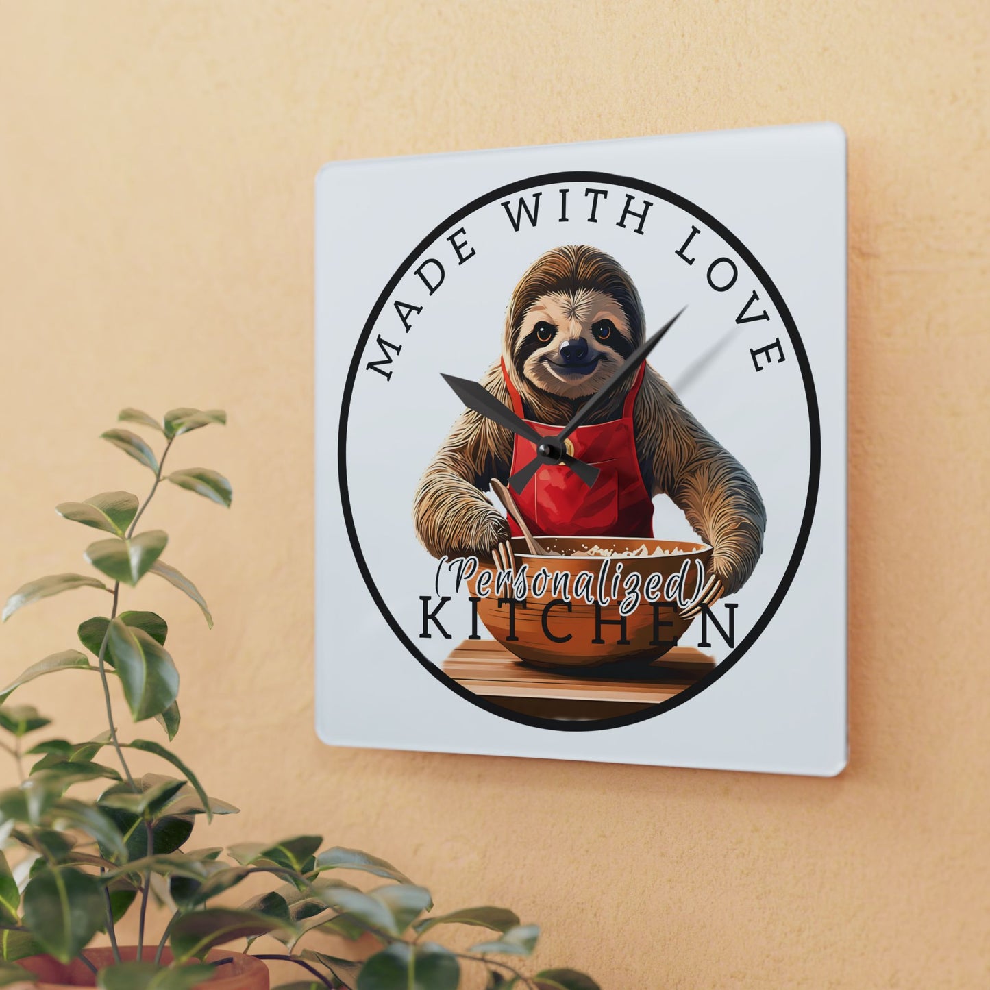 Made with Love Sloth – Personalized Acrylic Wall Clock