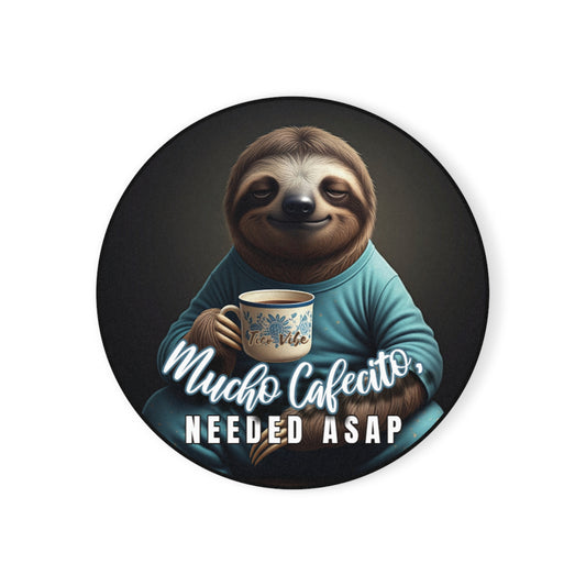 "Mucho cafecito needed ASAP" Cork Back Coaster