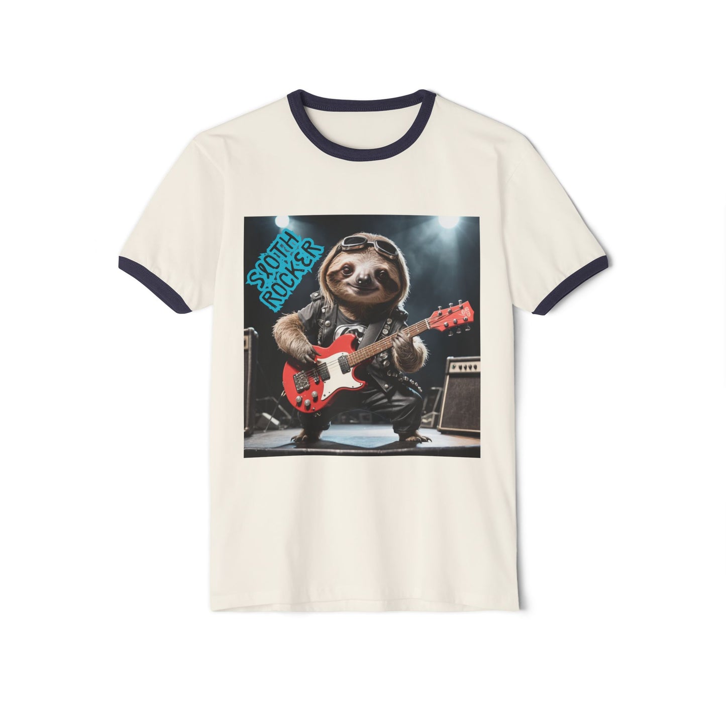 Rocker Sloth Unisex Ringer Tee – Effortlessly Cool with a Bold Twist