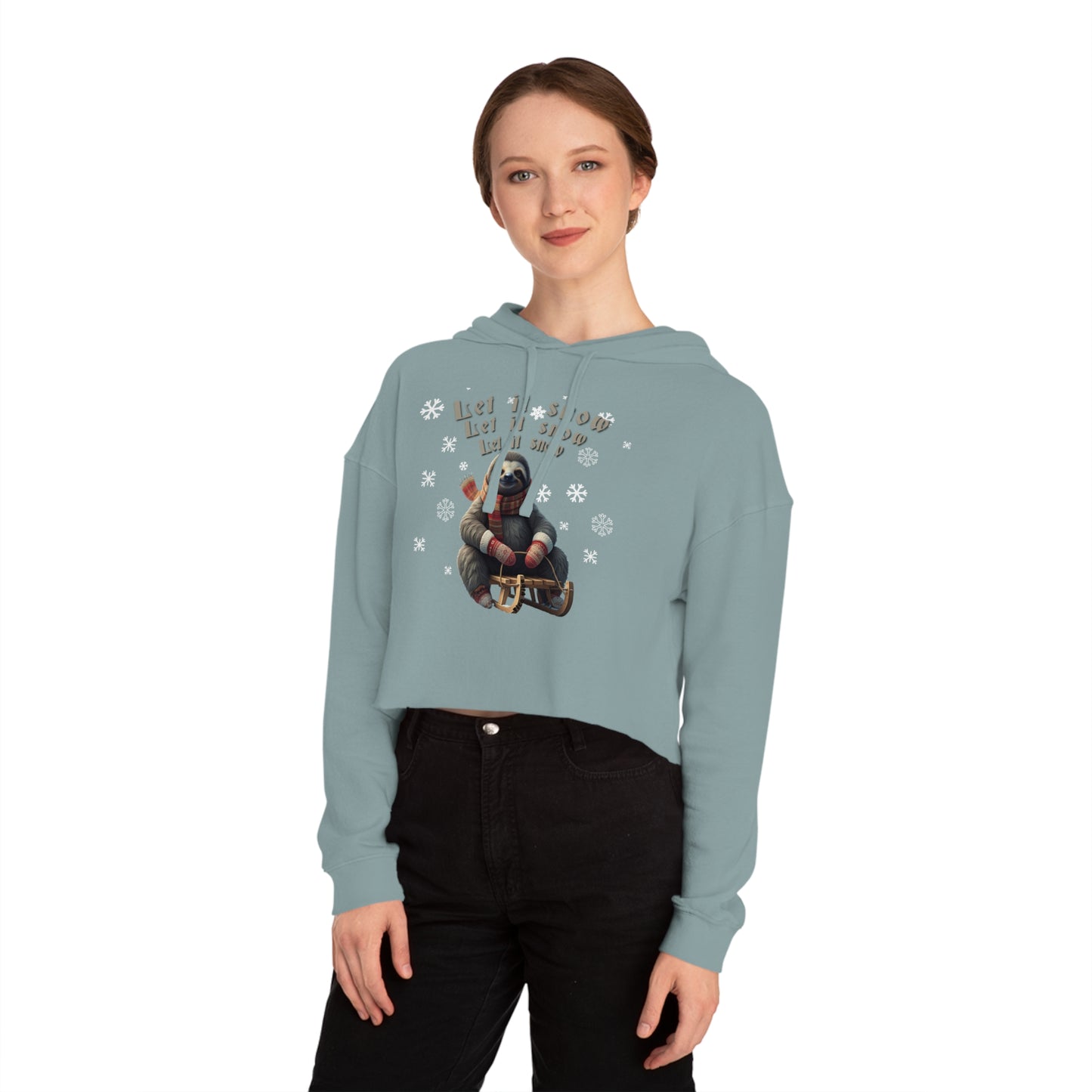 Cozy Sloth Winter Dreams Cropped Hoodie
