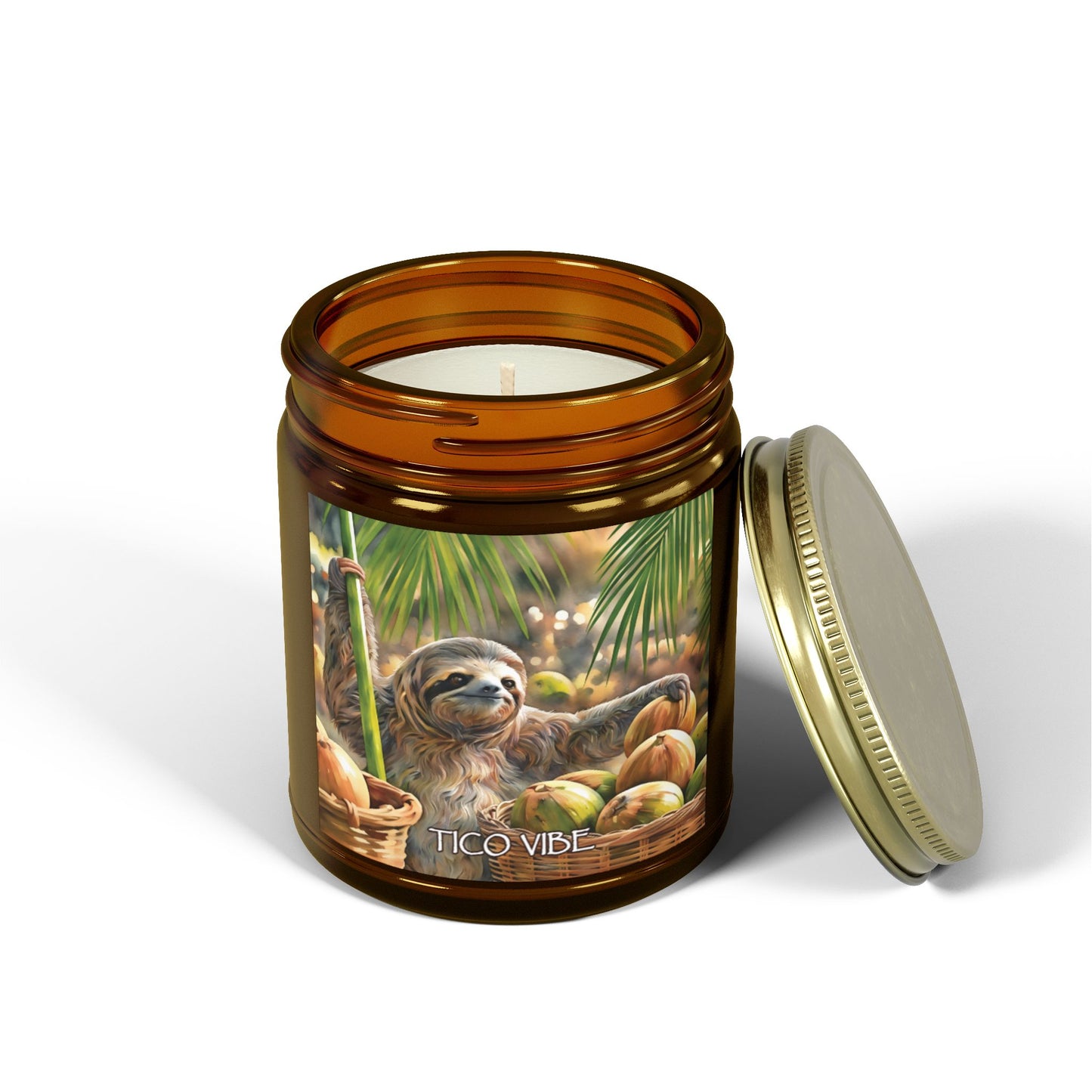 Coco Sloth Relaxing Scented Candles – Coconut Apricot Wax (4oz & 9oz)