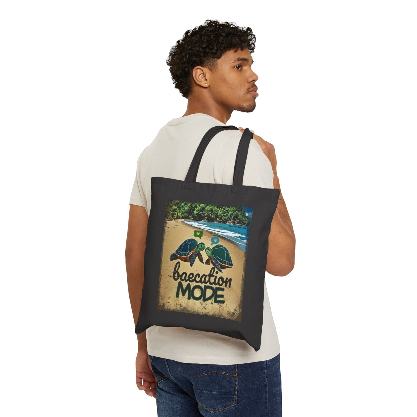 "Baecation Mode" Cotton Canvas Tote Bag