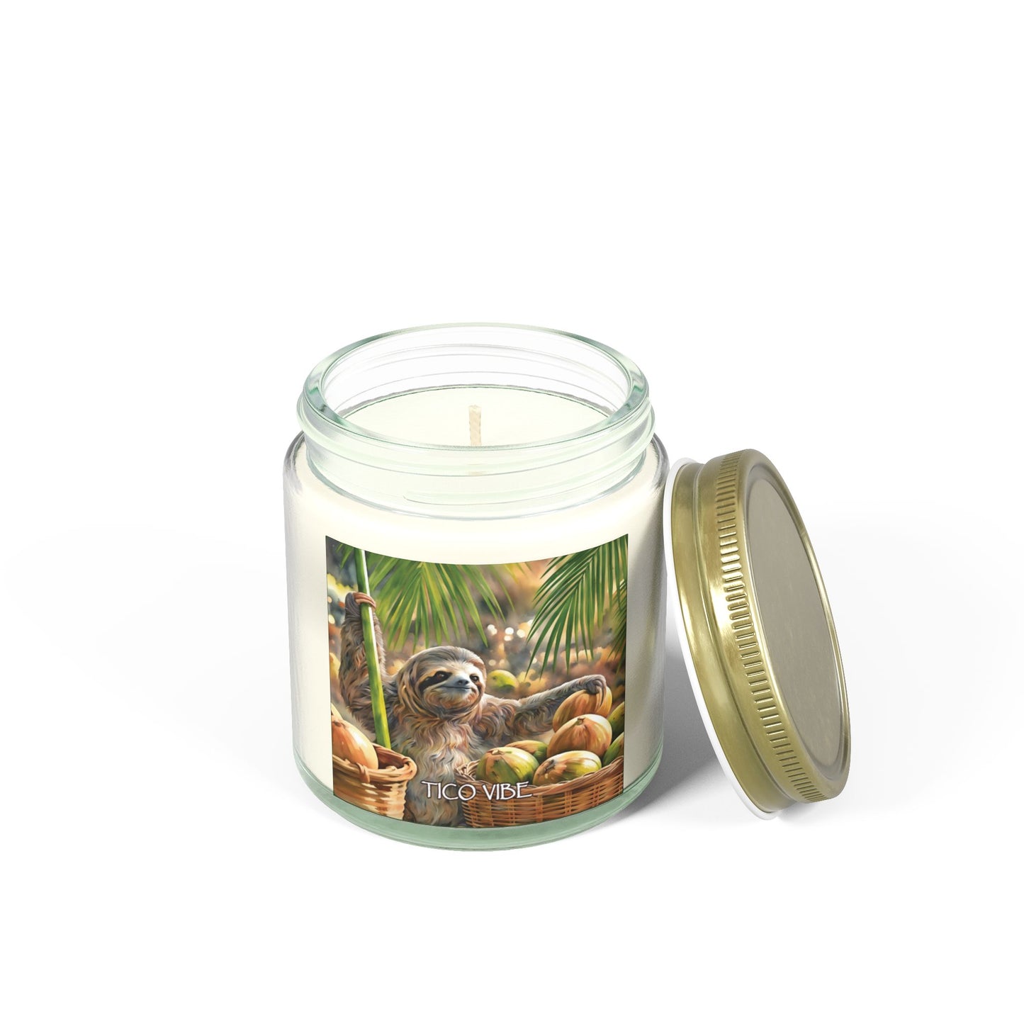 Coco Sloth Relaxing Scented Candles – Coconut Apricot Wax (4oz & 9oz)