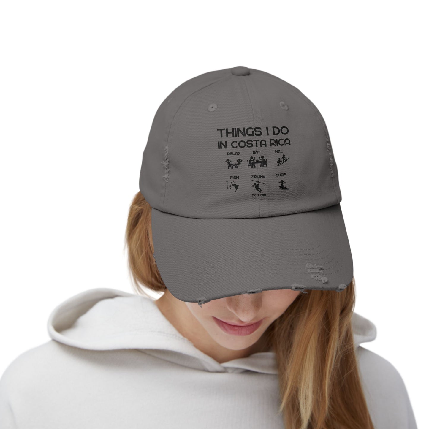 "Things I Do In Costa Rica" Unisex Distressed Cap
